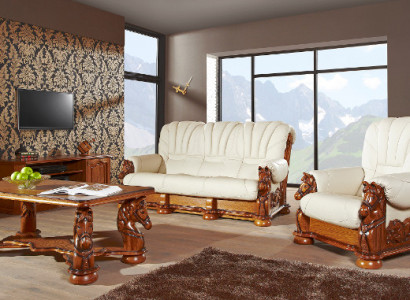 Antik Stil Ledersofa Couch Sofagarnitur Polster 3+1 Sitzer Italienisches Leder